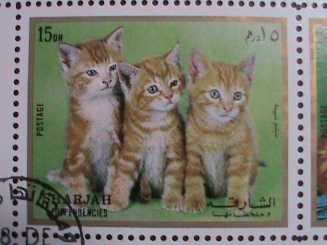 ​SHARJAH-1972 WORLD FAMOUS LOVELY CATS CTO SHEET-VF -WITH FIRST DAY  CANCEL