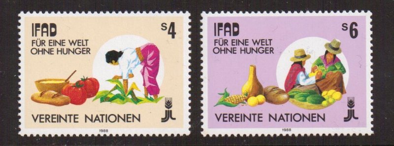 United Nations Vienna  #78-79  MNH 1988  IFAD  planting  foodstuffs