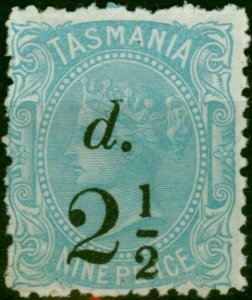 Tasmania 1891 2 1/2d on 9d Pale Blue SG169 Fine MNH