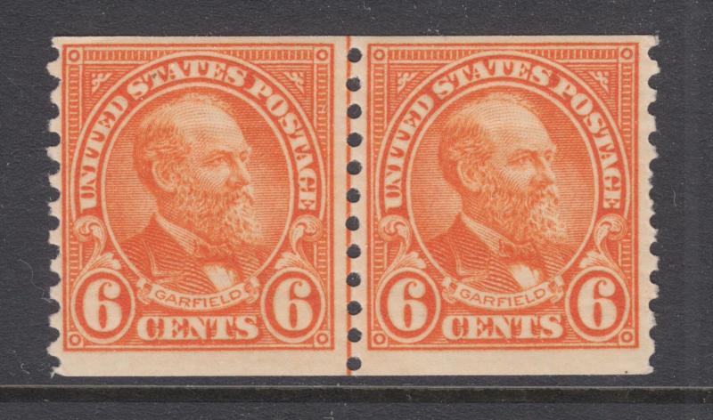 US Sc 723 MLH. 1932 6c deep orange Garfield Joint Line Pair, F-VF