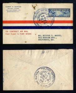 # C7 CAM # 10 First Flight cover, Jacksonville, FL to Fort Myers, FL - 4-1-1926