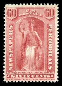 United States, Newspaper Stamps #PR20 Cat$450, 1875 60c rose, unused (regumme...