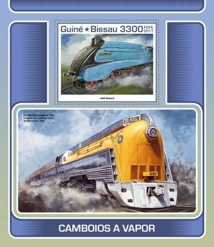 GUINEA BISSAU - 2017 - Steam Trains - Perf Souv Sheet - MNH