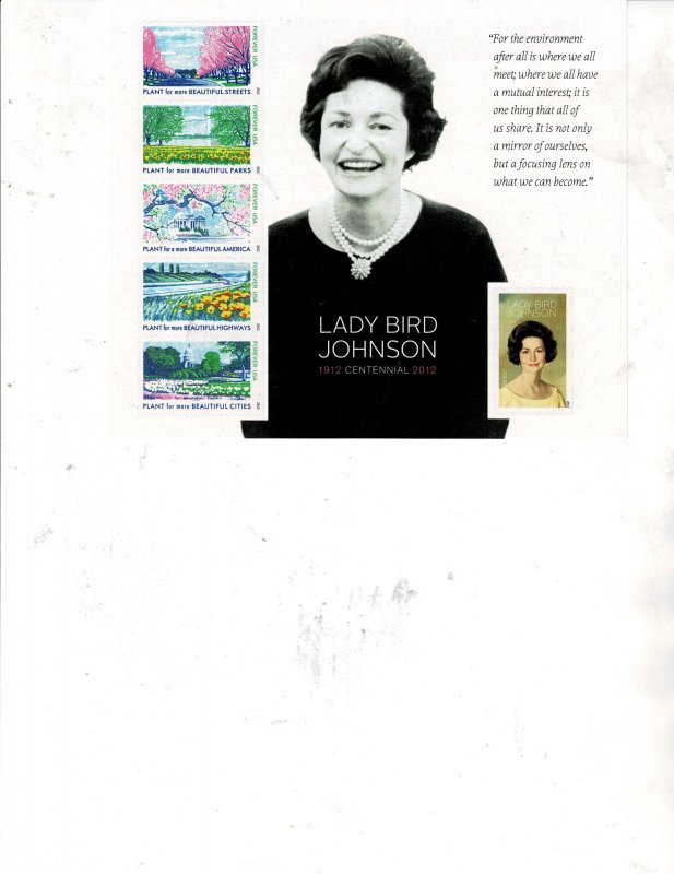 Lady Bird Johnson Forever US Postage Sheet #4716 VF MNH