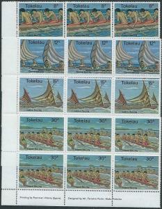 TOKELAU 1978 Canoe Racing set in IMPRINT blocks of 6 MNH..................41660B