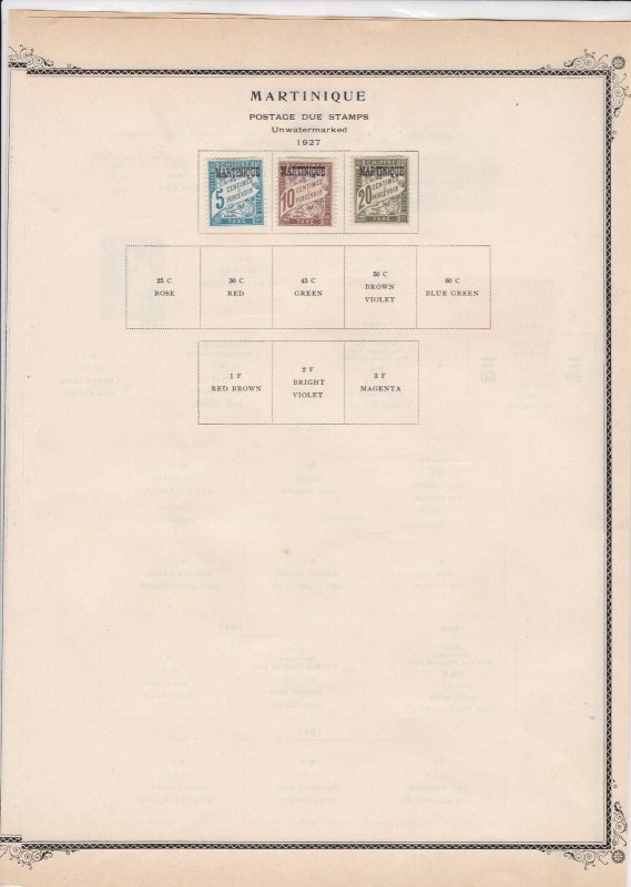 martinique  stamps on album page ref r11499