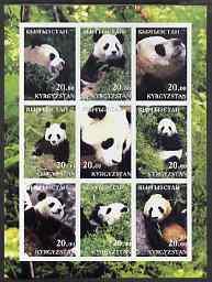 Kyrgyzstan 2001 Pandas imperf sheetlet containing 9 value...