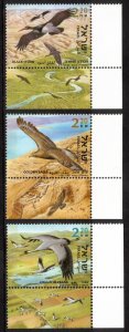 ISRAEL 2002 Birds of the Jordan Valley with Tab; Scott 1489-91; MNH