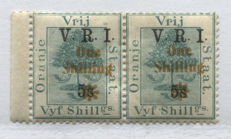 Orange Free State 1902 1/ on 5/ on 5/ pair o.g. hinged