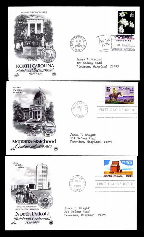 1989 U.S.  STATEHOOD ISSUES - FIRST DAY COVERS - VF - CV $5.75 (ESP#4345)