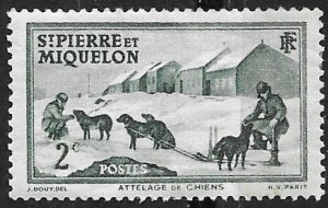 St. Pierre Miquelon # 172  Dog Team  -2c  1938  (1)  Unused