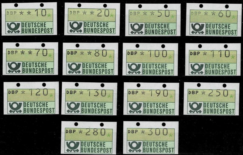 Germany 1981,Sc.#ATM MNH, wending machine stamps, all stamps with number