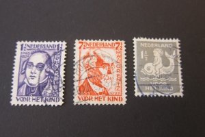 Netherlands 1928 Sc B33,35,37 FU