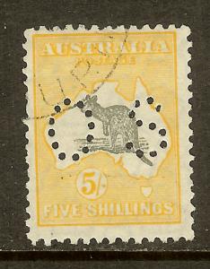 Australia, Scott #O100, 5sh Kangaroo and Map Official, Wmk 203, Used