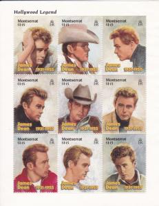 Montserrat # 912, James Dean, Holllywood Legend, Mini Sheet, faults,1/4 Cat