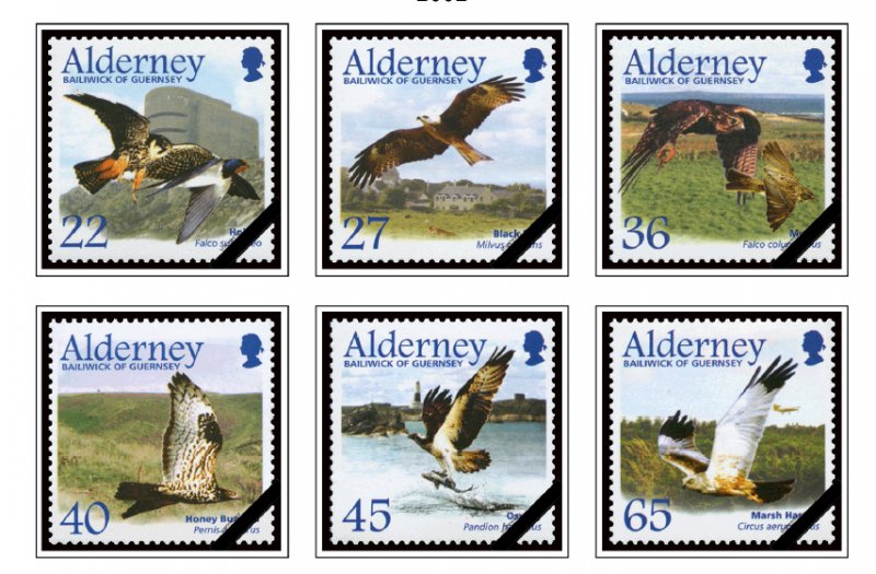 COLOR PRINTED GB ALDERNEY 1983-2020 STAMP ALBUM PAGES (89 illustrated pages)