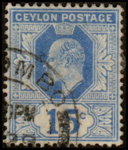 Ceylon 185 - Used - 15c Edward VII (wmk 3) (1904) (cv $0.80) +