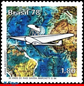 1564 BRAZIL 1978 SAVOIA MARCHETTI S-64 PLANES AVIATION, MAPS MI# 1658 C-1042 MNH