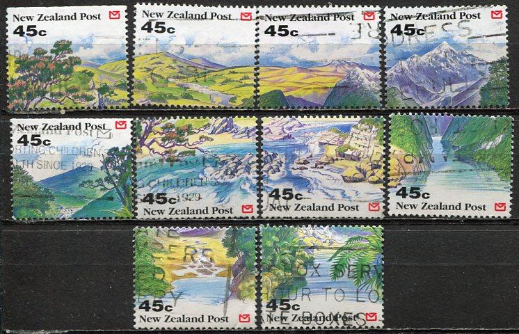 New Zealand: 1992: Sc. #: 1116-1125, O/Used Cpl. Set