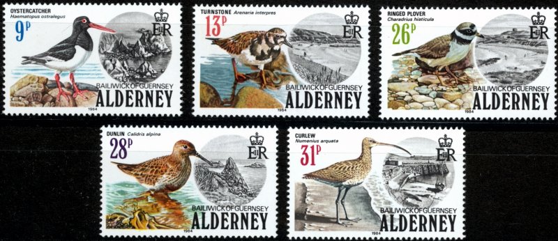 Alderney 1984 , Birds Definitives MNH set # 13-17