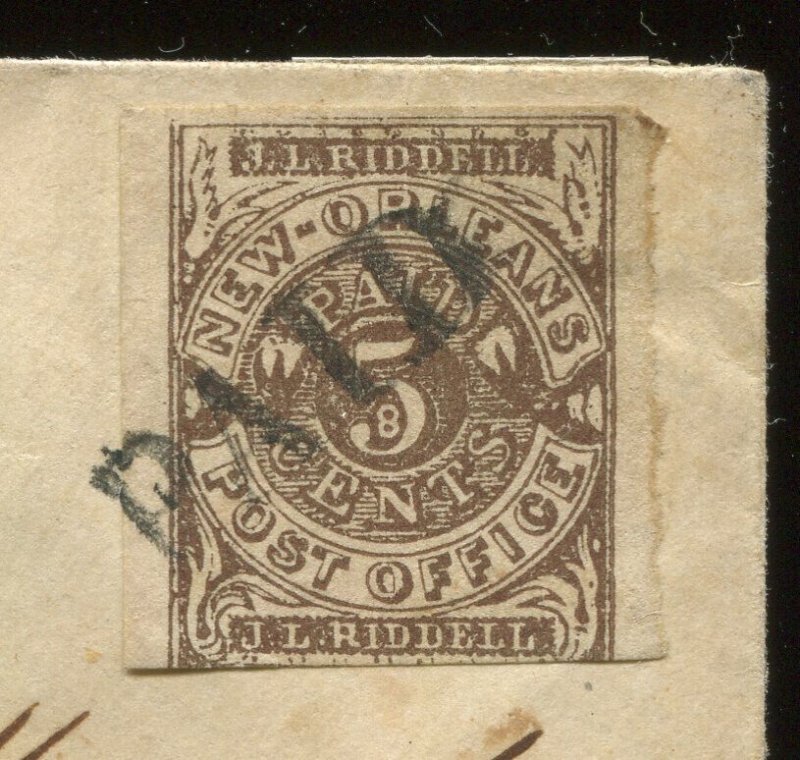 CSA 62X3 New Orleans Provisional Used Stamp on Cover to Mississippi BZ1664