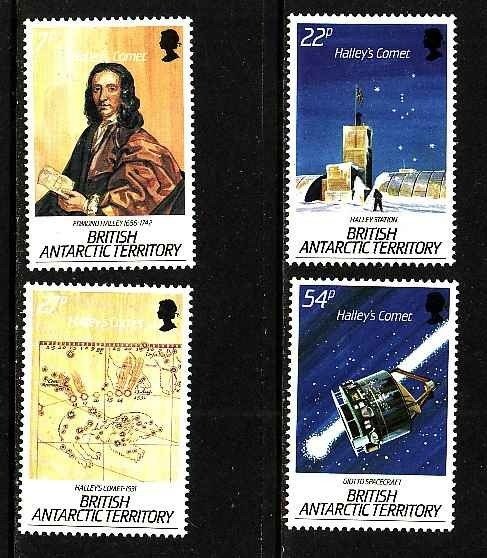 British Antarctic Territory-Sc #129-32- id2-unused NH set-Halley's comet...