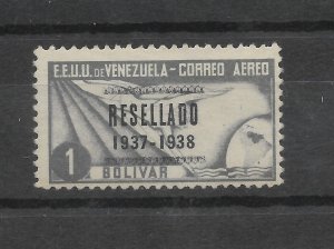 VENEZUELA 1937 RESELLADO 1937 1938 OVERPRINTED IN BLACK SURCHARGED SC C70 MLH