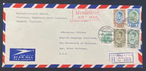 1950 Bangkok Thailand Airmail Cover To University Ann Arbor MI USA