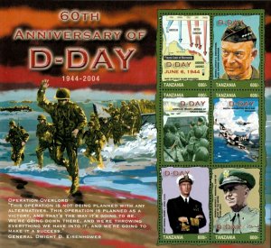 Tanzania 2005 - D-Day, 60th Anniversary, WWII - Sheet of 6v - Scott 2370 - MNH