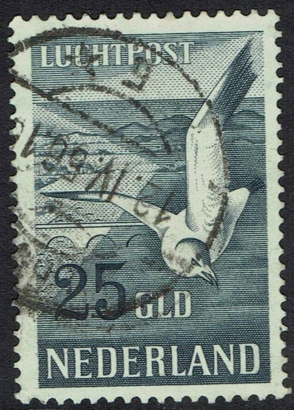 NETHERLANDS 1951 BIRD AIRMAIL 25G USED 