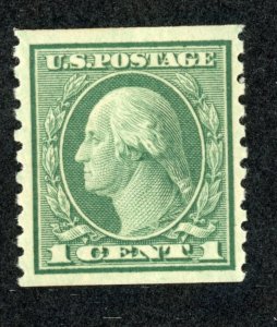 US 443 MH 1914 1c green Washington Perf 10 vert