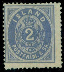 ICELAND #1 (1), 2sk blue, unused no gum, signed Pollak, Scott $1,050.00