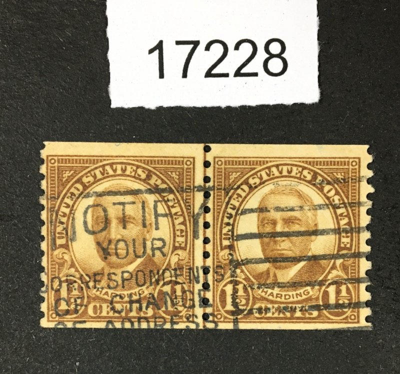 MOMEN: US STAMPS # 598 USED LINE PAIR LOT #17228