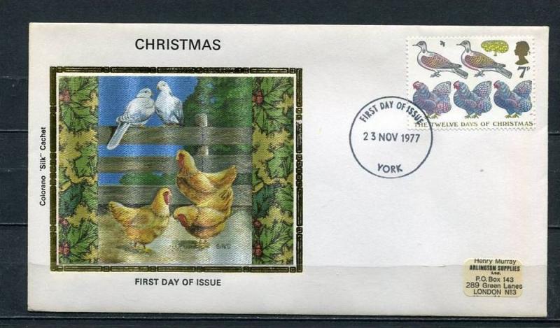 Great Britain 1977 Cover FDC Colorano  Silk Cachet Christmas