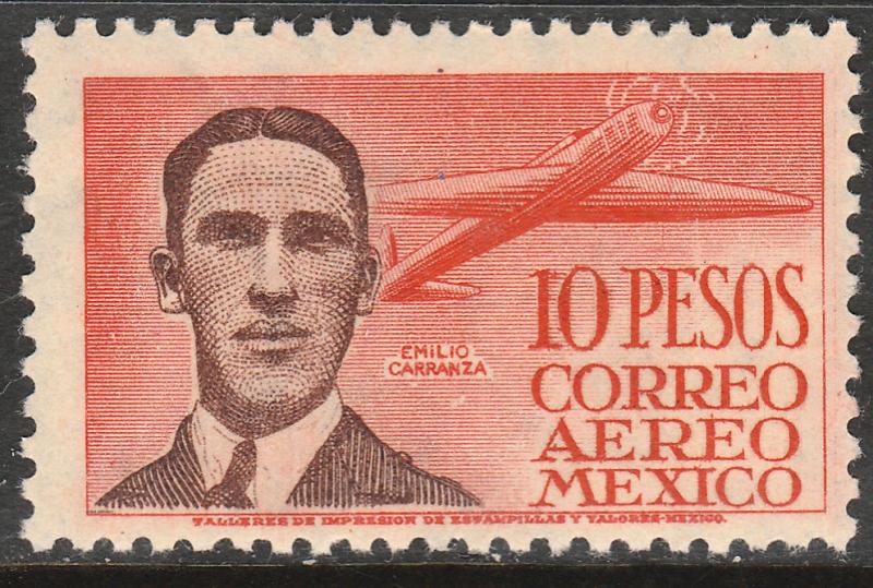 MEXICO C178, $10P, CAPT. EMILIO CARRANZA, PILOT. MINT, NH. VF.