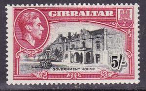 Gibralter 1944 KGVI 5/- Government House Faint Sigh of a Hinge VF/Mint(*)