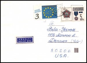 Czechoslovakia to Denver,CO  Airmail Cover