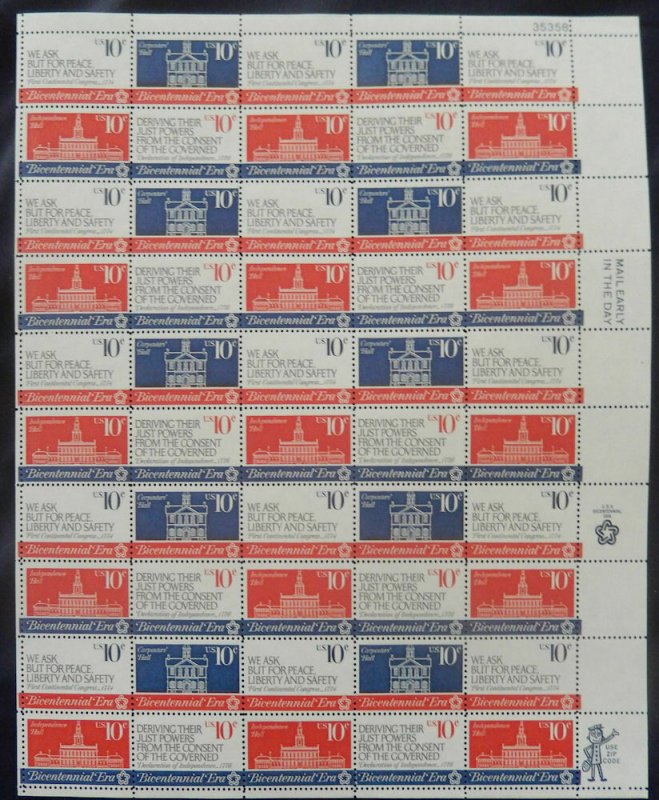 MALACK 1543-1546 10c First Continental Congress, F-V..MORE.. sheet1543-1546