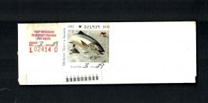 DS 1987 Michigan Trout & Salmon Stamp on Passbook & Permit Resident Fishing