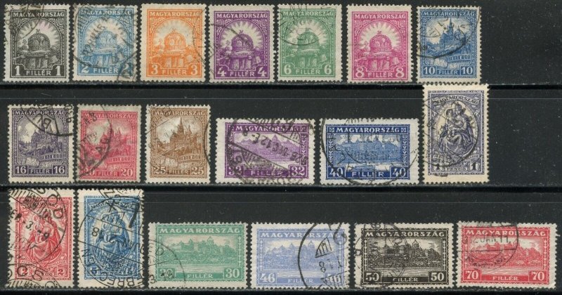 HUNGARY Sc#403-421 1926-27 Crown & Palace Wmk. 133 Complete Set Used (ab)