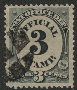 Scott O108, VF Used, 3c Post Office Soft Paper, Cork Radial Cross-hatch Cancel