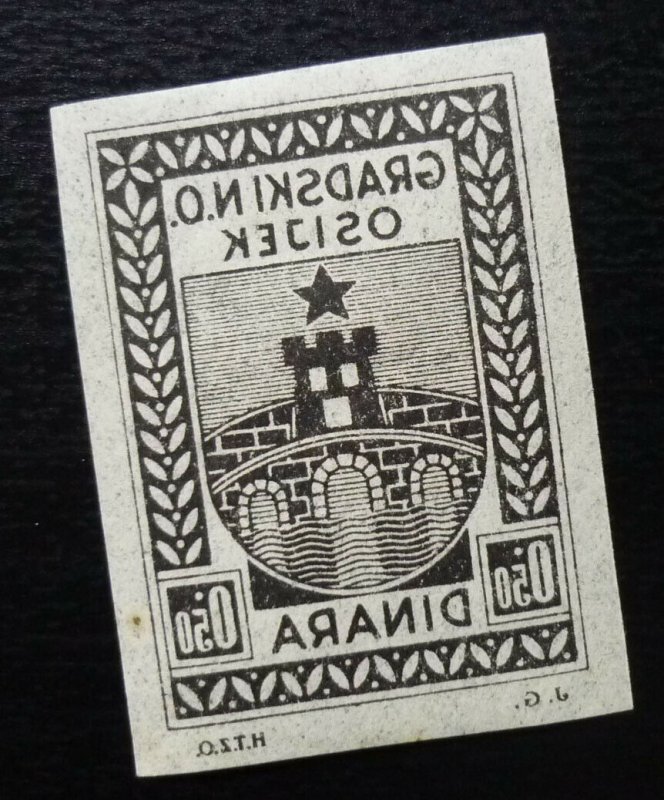 Croatia OSIJEK Yugoslavia PROOF Local Revenue Stamp 0.50 Dinara  C4