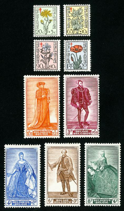 Belgium Stamps # B468-76 F-VF OG LH Set of 9 Scott Value $71.45