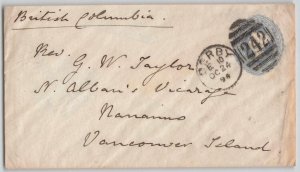 Great Britain 1894 Derby to Nanaimo BC Vancouver Canada Postal Stationery Cover