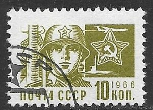 RUSSIA USSR 1966 10k Soldier Pictorial Issue Sc 3262 CTO Used