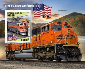 Stamps of NIGER 2022 ( Pre order) - AMERICAN TRAINS