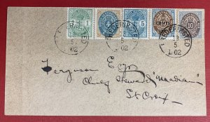 Danish West Indies, Scott #10, 18, 21-22, 28  Used on 1902 Cover to St. Croix 