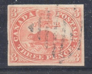 Canada Used #4ii XF Pale Orange RED shade -- Beaver Imperforated