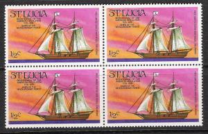 St Lucia #379 Ships Block of 4 MNH