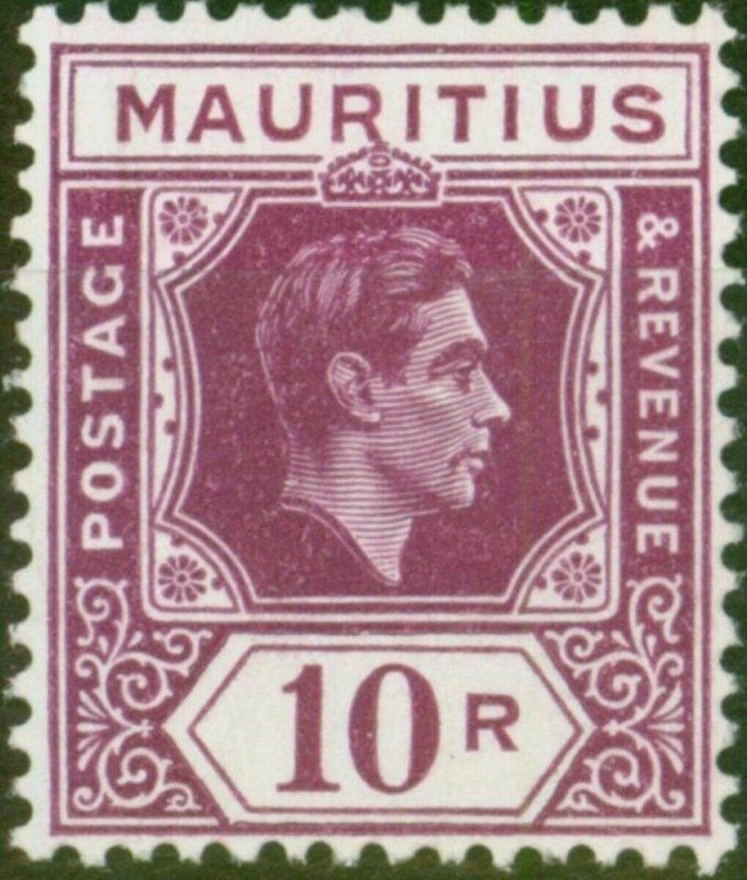 Mauritius 1943 10R Reddish Purple SG263a Fine & Fresh LMM